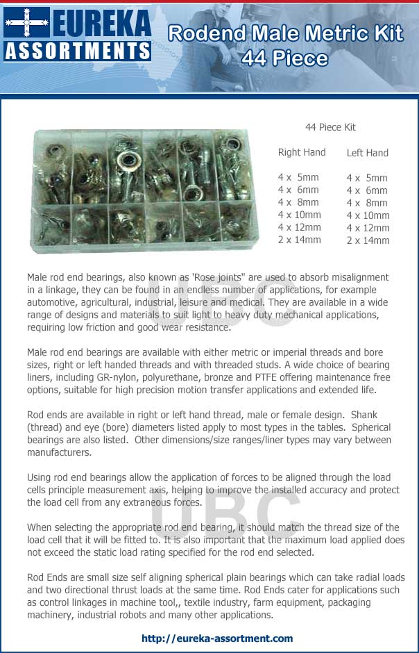 Rod End Male Metric Kit